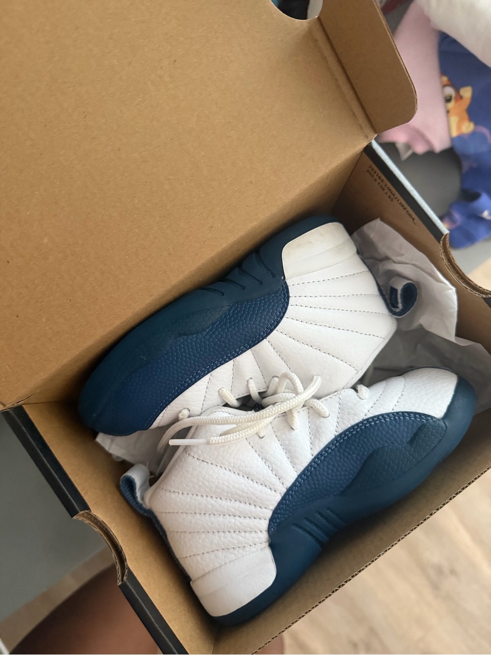 Jordan Kids White and Navy Basketball Sneakers